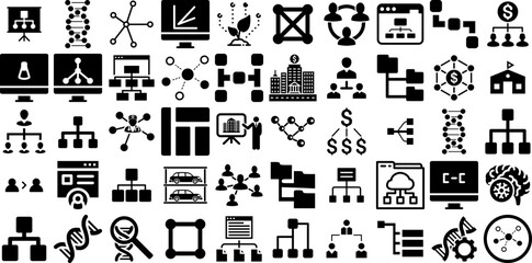 Huge Set Of Structure Icons Collection Flat Vector Symbols Business, Accessibility, Scientific, Icon Silhouette Isolated On White Background - obrazy, fototapety, plakaty