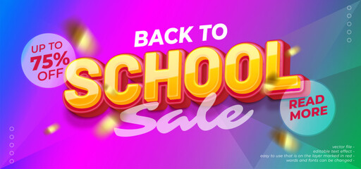 Editable text back to school special promotion with 3d style editable text effect