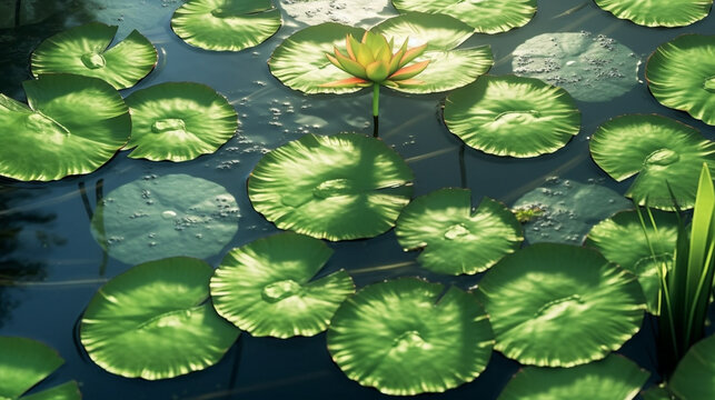 water lilies in the pond HD 8K wallpaper Stock Photographic Image