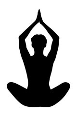 Silhouette of woman Yoga pose for relaxation and meditation. Vector illustration