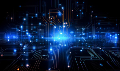 Fototapeta premium Futuristic technologic digital technology concept background, in the style of digital, technocore, digital decadence wallpaper. 