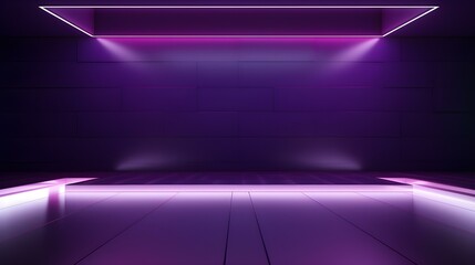 Empty geometrical Room in Plum Colors with beautiful Lighting. Futuristic Background for Product Presentation.