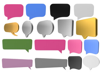 set of colorful speech bubbles