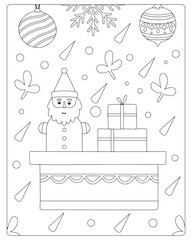 Christmas Coloring Pages, Christmas, Santa, Black and white