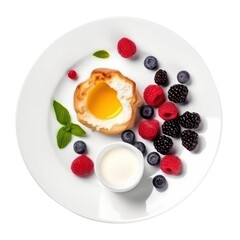 breakfast with fruits isolated on transparent background cutout