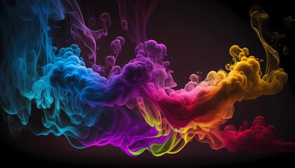Fantasy colorfull smoke illustration background. Generative AI.