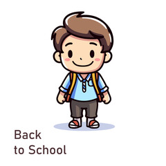 student boy character back to school vector illustration