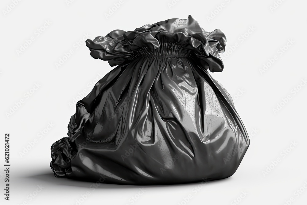 Aufkleber clipping path of a trash bag close up on a white backdrop. made using generative ai tools