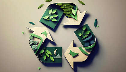 ai generated illustration Green earth recycle concept Earth day - obrazy, fototapety, plakaty