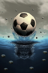 Fototapeta premium ai generated illustration football soccer ball in the water