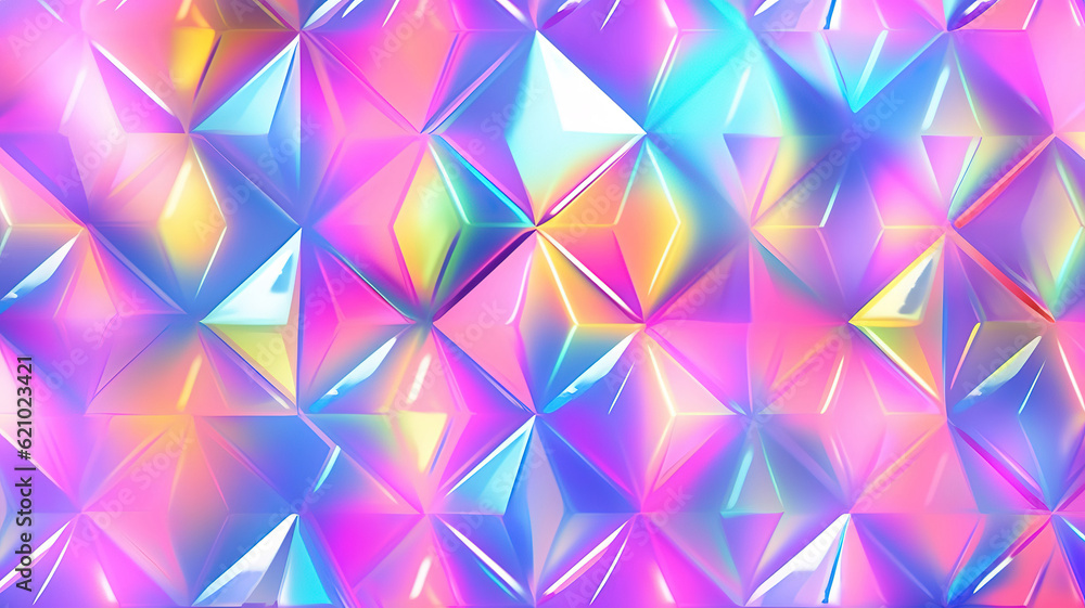 Poster holographic triangle pattern. generative ai