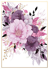 Romantic Floral Wedding Invitation illustration ,Elegant Card Invitations Template on Blank Background.