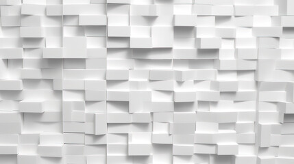 Seamless minimal white shiny satin or plastic isometric cubes wall . Generative Ai