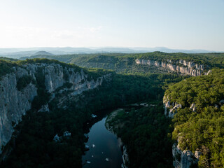 Aerial view of the Gorges of the Chassezac in Ard&egrave;che, France