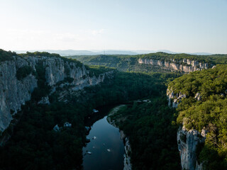 Aerial view of the Gorges of the Chassezac in Ard&egrave;che, France