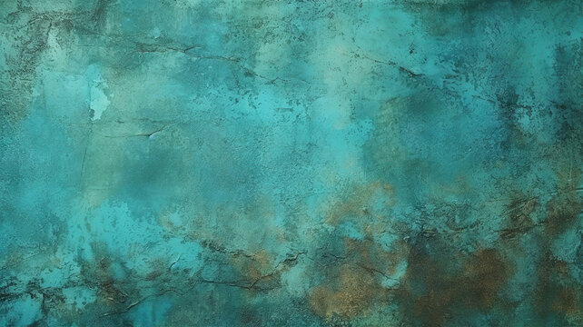 Texture Grungy Teal Green Background Of Wall Cement. Generative Ai