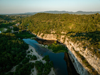 Aerial view of the Gorges of the Chassezac in Ard&egrave;che, France