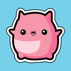 Cute Pig illustration Pig kawai chibi vector drawing style Pig cartoon sticker