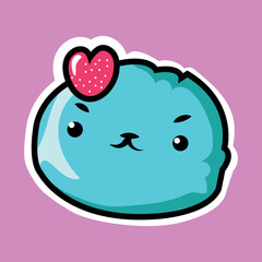 cute squishmallow kawaii animals with hearts stickers illustration