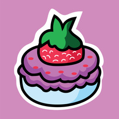 Kawaii strawberry cake love cute cartoon valentine days sticker