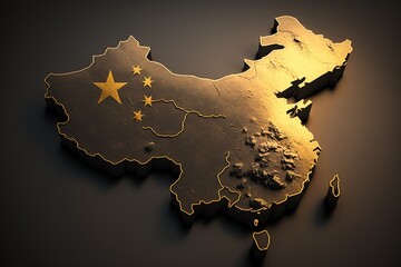 China map with symbol, Generative AI