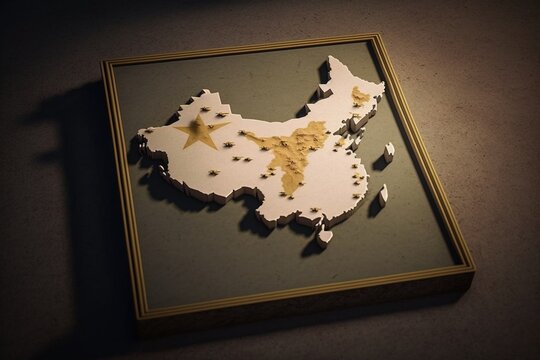 China map with symbol, Generative AI