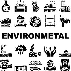 engineer environmental technology icons set vector. environment worker, industry man, people concept, engineering ecology engineer environmental technology glyph pictogram Illustrations
