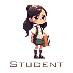 character student girl cute back to school vector