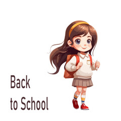 character student girl cute back to school vector