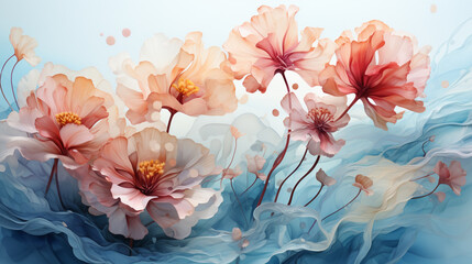 watercolor illustration of roses, generative ai