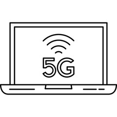 Laptop icon and 5g network vector symbol
