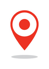 Location red icon vector. Pin sign Isolated on white background. Flat style for graphic design, logo.