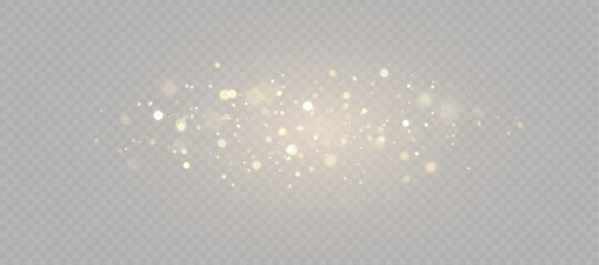 Light effect with lots of glittery highlights, bokeh effect shining on transparent background for christmas new year design. And illustrations. Vector