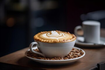 Freshly Brewed Cappuccino Close-Up AI Generated