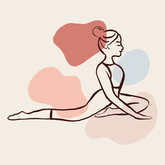 Aesthetic Hand Drawn Yoga Pose Illustration Vector, Wall Decor Poster Design