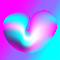 An abstract illustration of a shiny big heart on a pink and a blue background