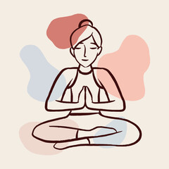 Aesthetic Hand Drawn Yoga Pose Illustration Vector, Wall Decor Poster Design