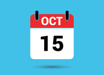 October 15 Calendar Date Flat Icon Day 15 Vector Illustration