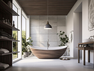 Luxurious Bathroom With Freestanding Tub
