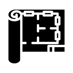 blueprint roll civil engineer glyph icon vector. blueprint roll civil engineer sign. isolated symbol illustration