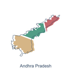 Map of Andhra Pradesh colorful illustration design, element graphic illustration template