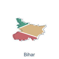 Map of Bihar illustration design with black outline on white background, design template suitable for your company