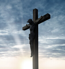 Crucified Christ hangs on the cross