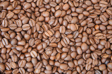Close up of roasted coffee beans background