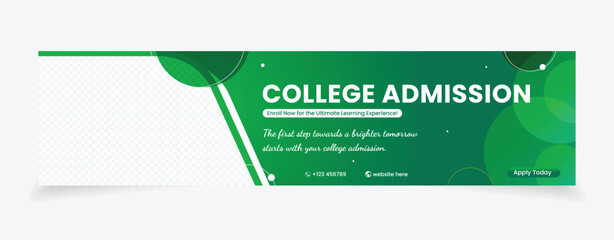 Admission banner design green yellow color template easy to edit