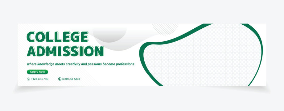 Admission banner design green yellow color template easy to edit