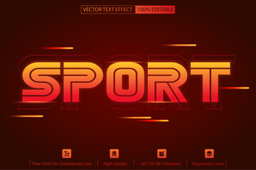 Sport editable vector text effect modern style, red and orange colour