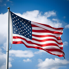 Fototapeta premium american flag waving in the wind, Generative AI