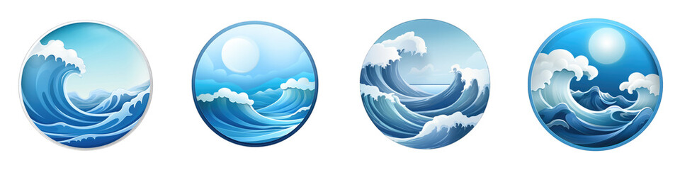 Ocean clipart collection, vector, icons isolated on transparent background