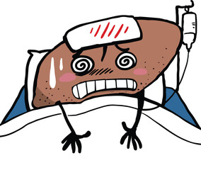 cartoon liver cirrhosis bad health